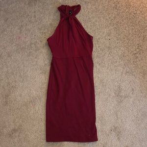 Red form fitting mini dress